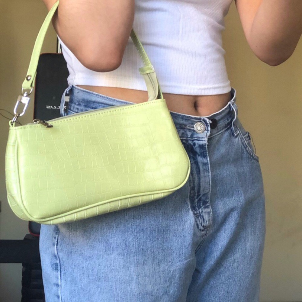 Green Croc Skin Baguette Bag - Picture 7 of 7